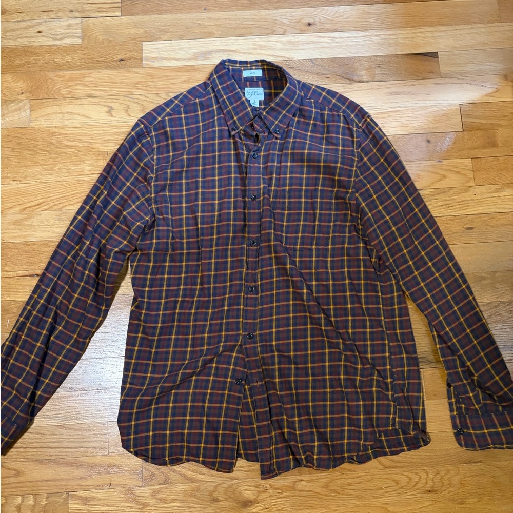 J. Crew Men's Multicolor Plaid Button Down Shirt